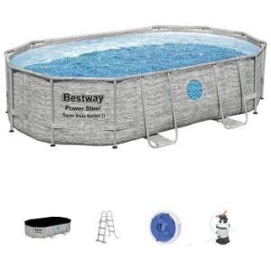 Obrazek Basen stelażowy owalny 4,88x3,05x1,07 m kamień 56946