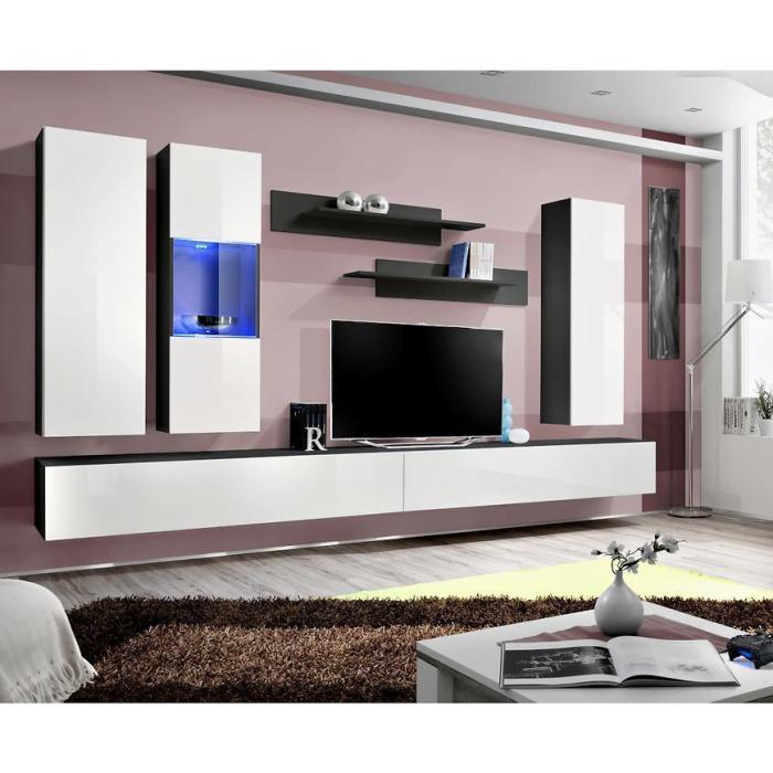 Meblościanka Fly E+szkło biały/czarny Zw Fy E5