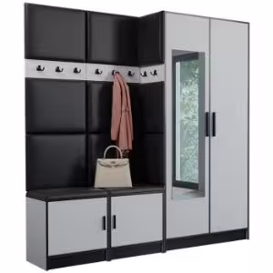 Obrazek Garderoba Roj 21 biała + Madryt 1100 ekoskóra czarna