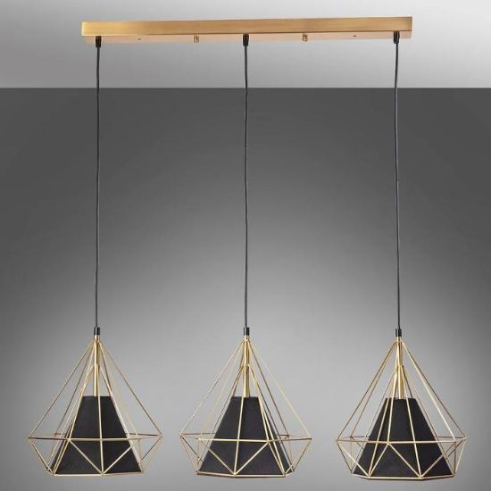Obrazek Lampa wisząca Hira 3 gold+black 3xE27 318565 LW3