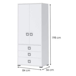 Obrazek Szafa 2D3S Kiki G23-BE/KI-15 white/white 