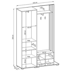 Obrazek Garderoba Nelly biały/lamele dąb artisan