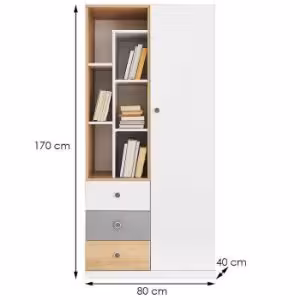 Obrazek Regał Pixel PX7 dąb biszpotowy/biały lux/szary