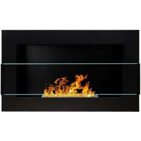 Obrazek Biokominek 650x400 czarny strukturalny z szybą