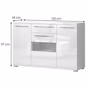 Obrazek Komoda Piano K150V-3KS1F/PN-70/KA/70 crystal white