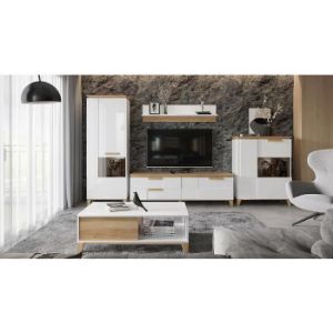 Obrazek Szafka RTV Brio TV pacific walnut/crystal white