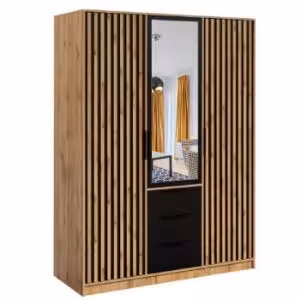 Obrazek Szafa Bali D3 lux czarny/wotan/lustro