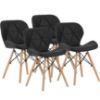 Obrazek Zestaw 4 Krzeseł Lago ekoskóra czarne/nogi drewno