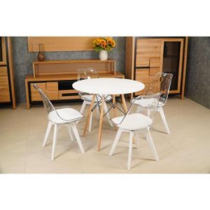 Obrazek Krzesło Camila Transparentne/Białe Siedzisko/Białe Nogi