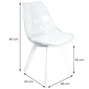 Obrazek Krzesło Camila Transparentne/Białe Siedzisko/Białe Nogi