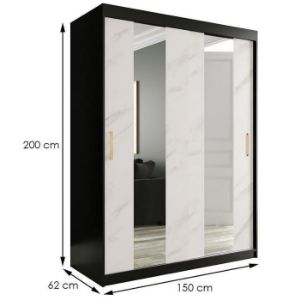 Obrazek  Szafa Marmur Pole 150 Czarny/Marmur Biały 