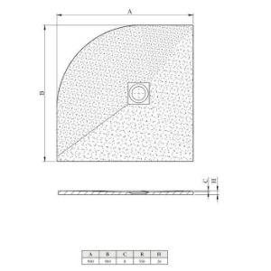Obrazek Brodzik półokrągły Opal 90/90/2.6 szary