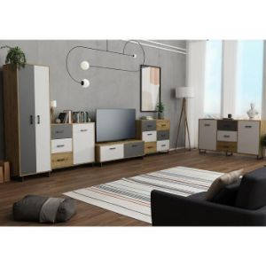 Obrazek Szafa Bari + drążek oak artisan/grafit/white