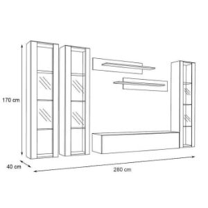 Obrazek Meblościanka Fly C2+Szkło czarny/Biały