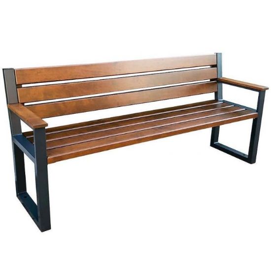 Obrazek  Ławka nowoczesna z oparciem i podłokietnikami orzech 