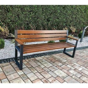 Obrazek  Ławka nowoczesna z oparciem i podłokietnikami orzech 