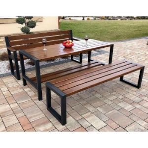 Obrazek  Ławka nowoczesna z oparciem i podłokietnikami orzech 