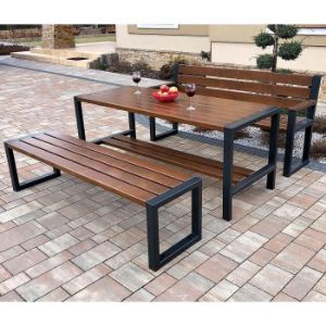 Obrazek  Ławka nowoczesna z oparciem i podłokietnikami orzech 