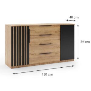 Obrazek Komoda Sorento II 160 craft złoty/czarny