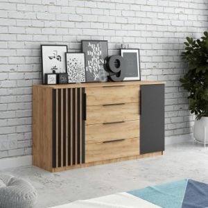 Obrazek Komoda Sorento II 160 craft złoty/czarny