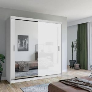 Obrazek Szafa Lux 203 Biała + 1 x Lustro /1 x Biały Połysk