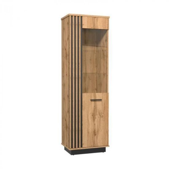 Obrazek Witryna wąska Sole LA2 dąb wotan/czarny mat