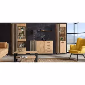 Obrazek Witryna wąska Sole LA2 dąb wotan/czarny mat