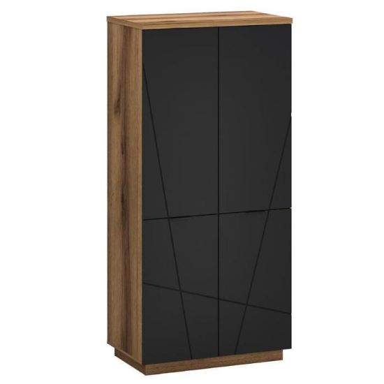 Obrazek Szafa Orient Q 4d Dąb Delano Ciemny/Czarny