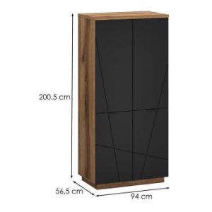 Obrazek Szafa Orient Q 4d Dąb Delano Ciemny/Czarny