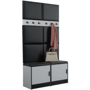 Obrazek Garderoba Roj 19 biała + Madryt 1100 ekoskóra czarna