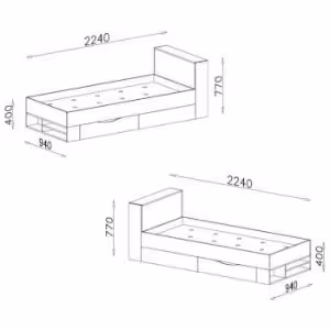 Obrazek Łóżko Planet PL14 biały/dąb/morski