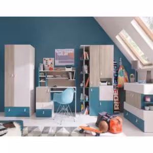 Obrazek Łóżko Planet PL14 biały/dąb/morski