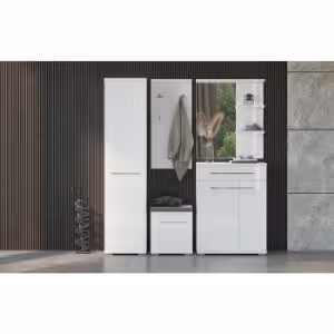 Obrazek Lustro Led+Półki Piano Ogp Biały Połysk