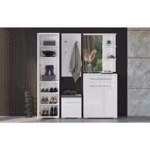 Obrazek Lustro Led+Półki Piano Ogp Biały Połysk