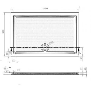 Obrazek Brodzik prostokątny Tek 140x90x4