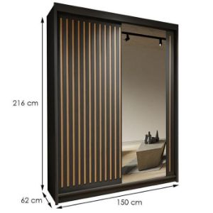 Obrazek Szafa Royal 150 Czarna/Lamela Wotan