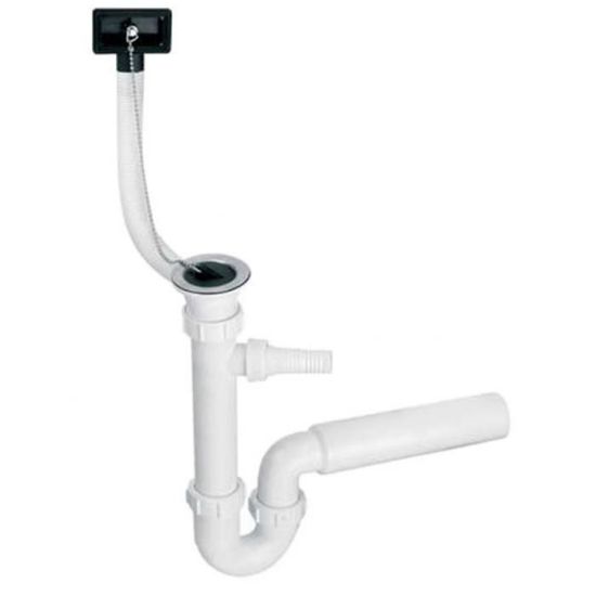 Obrazek Syfon zlewozmywakowy rurowy podł. pralka/zmywarka z odejściem poziomym