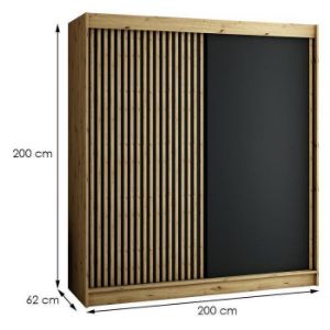 Obrazek Szafa Lamelo 200 Dąb Artisan/Czarny