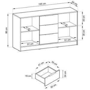 Obrazek Komoda Nelly 2d Grafit/Lamela Artisan