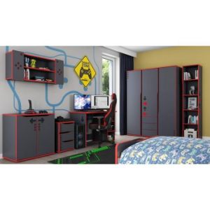 Obrazek Biurko Matrix 3 grafit/czerwony 