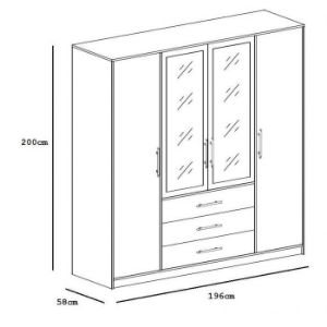 Obrazek Szafa Bali D4 grafit/lustro