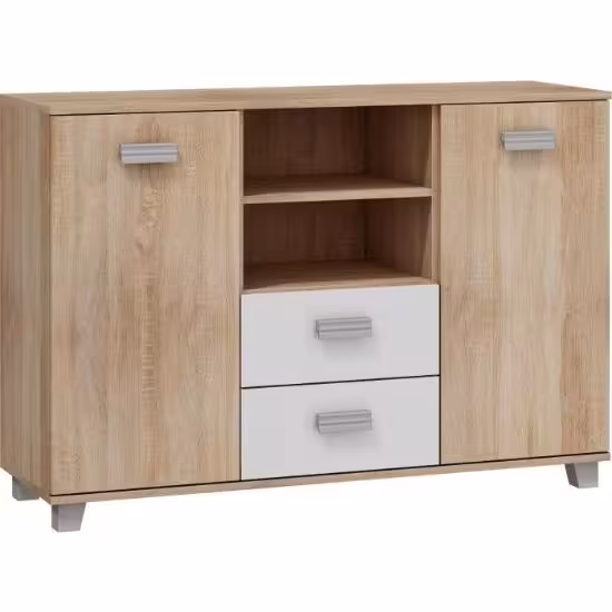 Obrazek Komoda Solo (sonoma jasna/biały połysk)