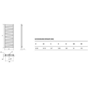 Obrazek Grzejnik łazienkowy Italic 131 1305x500 biały 