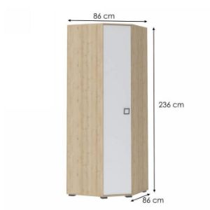 Obrazek Szafa narożna 3D3S Kiki PUG-BK/KI-15 beech/white