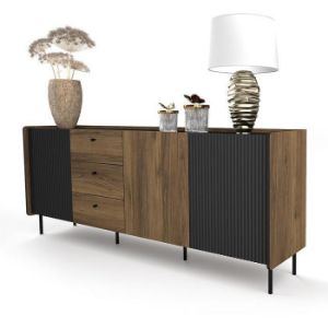 Obrazek Komoda Prestigo P6 3d3s Orzech War/San Seb/Czarny Mat