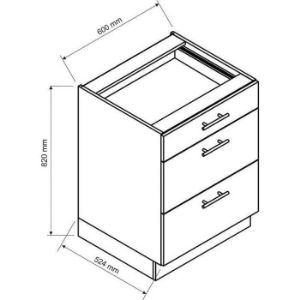Obrazek Szafka Kuchenna Zoya D60s/3 jasny szary mat/biały