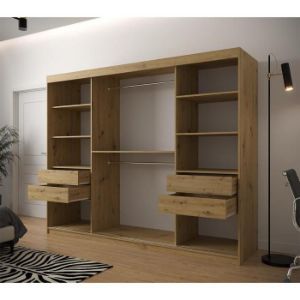 Obrazek Szafa Jodełka 250 Dąb Artisan/Dąb Artisan/Czarny