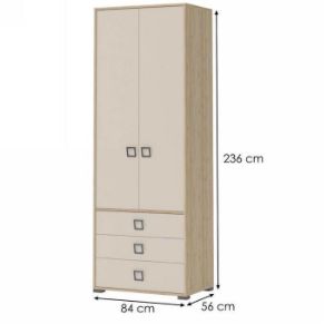 Obrazek Szafa 2D3S Kiki P23-BK/KI-01 beech/sand