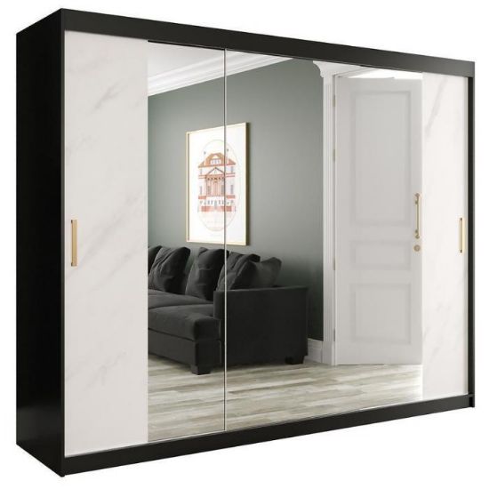 Obrazek Szafa Marmur T2 250 Czarny/Marmur Biały