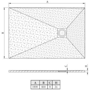 Obrazek Brodzik prostokątny Opal 180/80/2,6 szary